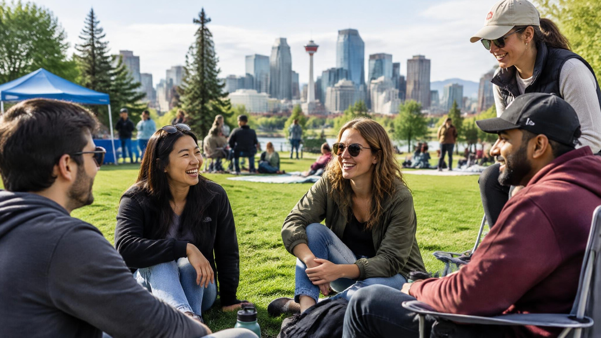 group of friends in park