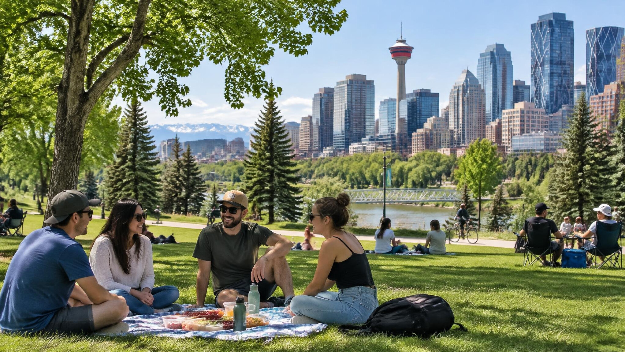 people picnicking in calgary park