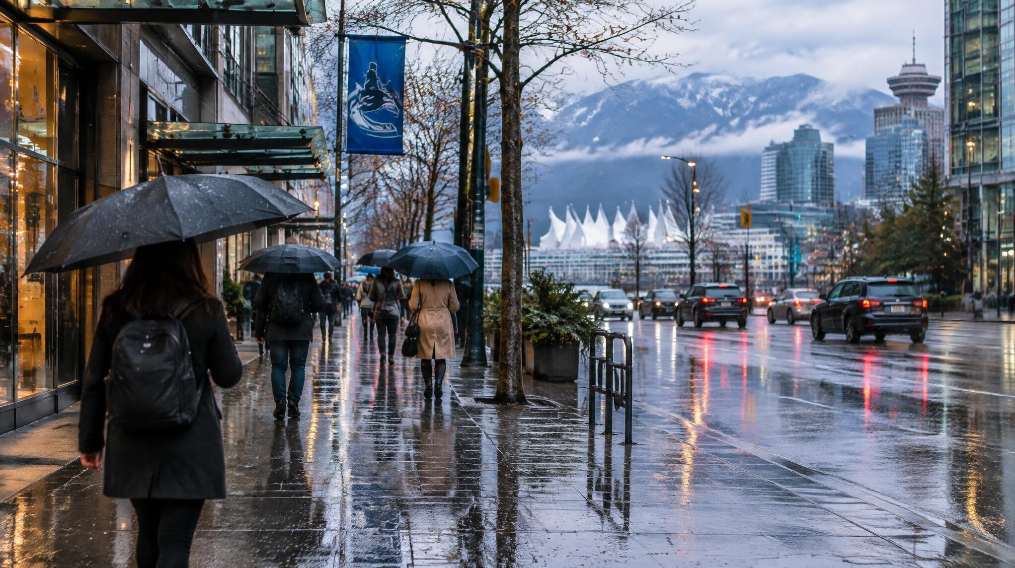 vancouver rainy street scene