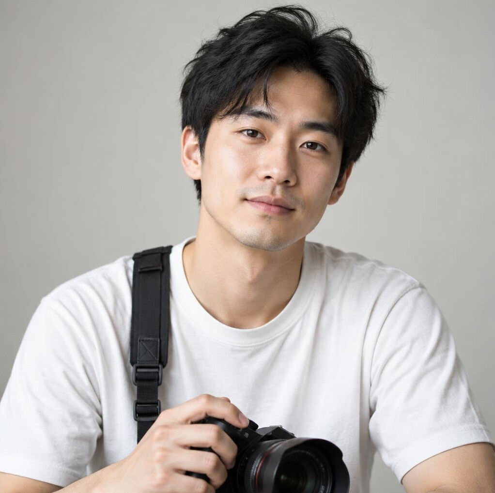 East Asian man street photographer portrait