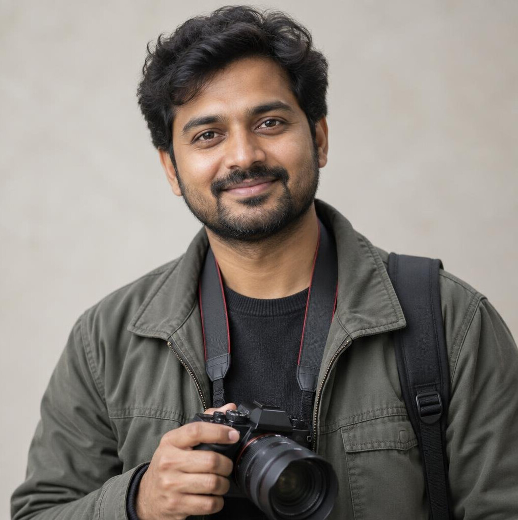 South Asian man community photographer smiling portrait